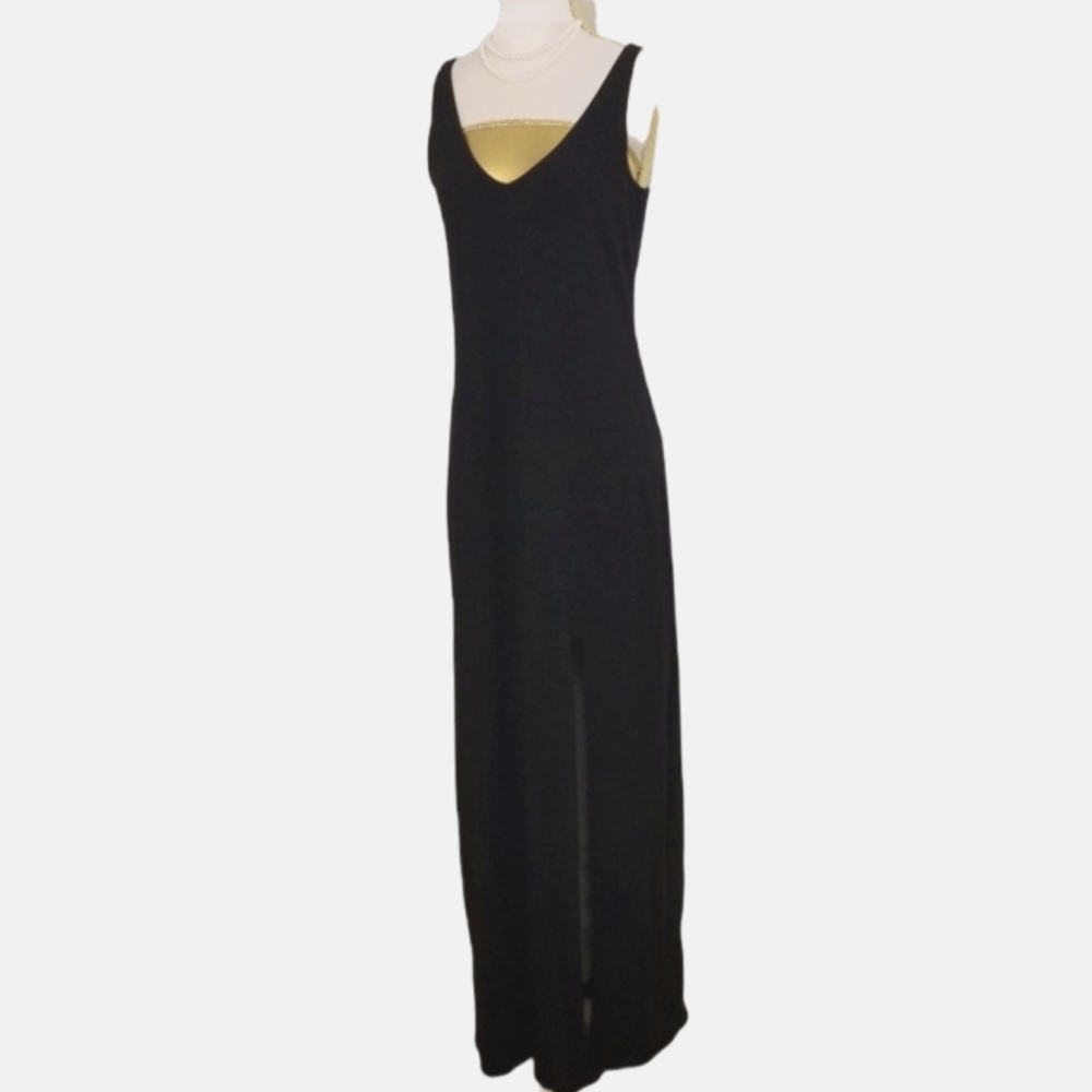Express Black Maxi Dress Sleeveless Strappy Back Leg Slit Dress
